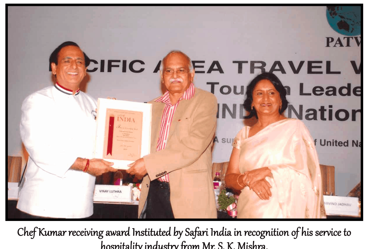 Chef Kumar receiving award instituted by Safari India